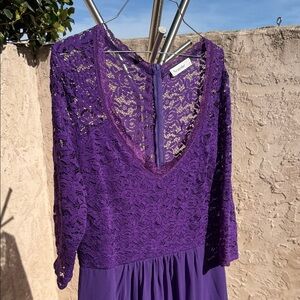 Vibrant Purple Lace Long Sleeve Dress